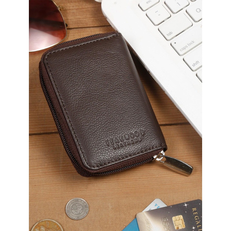 Teakwood Leathers Unisex Textured RFID Leather Zip Around Wallet