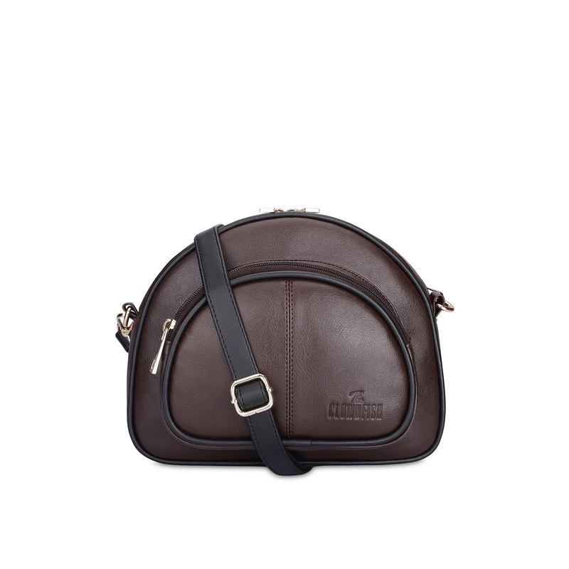 THE CLOWNFISH Zoey Leather Water Resistant Half Moon Sling Bag