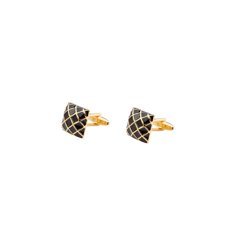 The Tie Hub Black & Gold-Toned Square Cufflinks