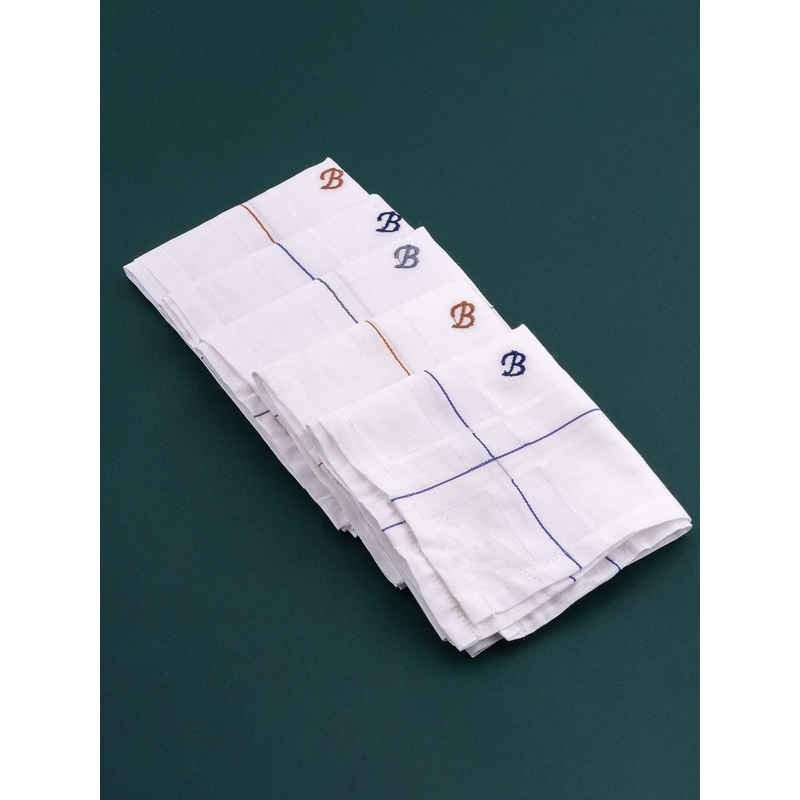 CROSSLINE Pack Of 5 Embroidered Pure Cotton Handkerchiefs