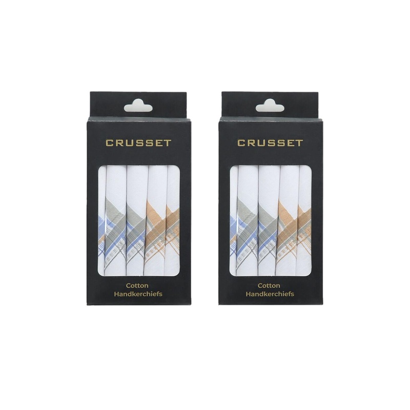 CRUSSET Men Pack of 10 White Handkerchiefs
