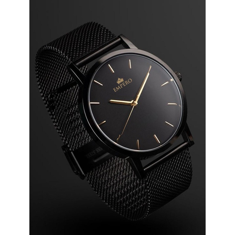 EMPERO Men Brass Dial & Stainless Steel Straps Analogue Watch EAB104 Black Black Dial G