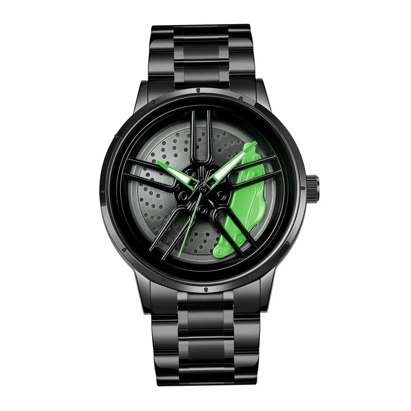 HDFCREATION Men Patterned Bracelet Style Straps Analogue Watch Spinner_4_Khado__Green