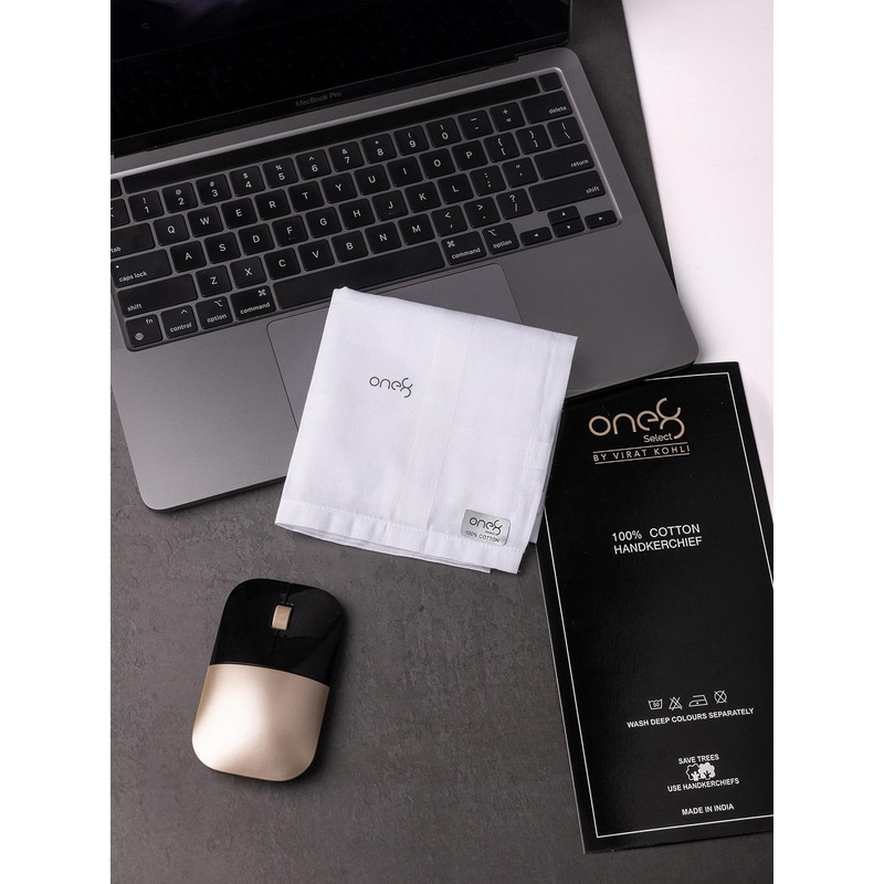 One8 Men Pack Of 3 Logo Printed Cotton Handkerchief