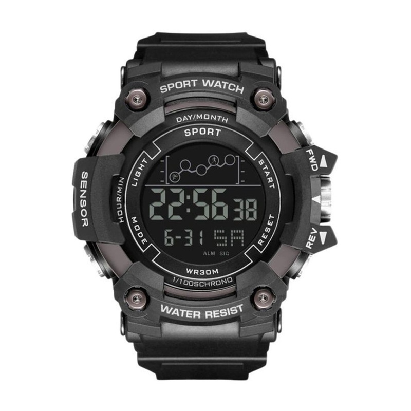 Poshi Men Waterproof Round Dial Digital Sports Watch