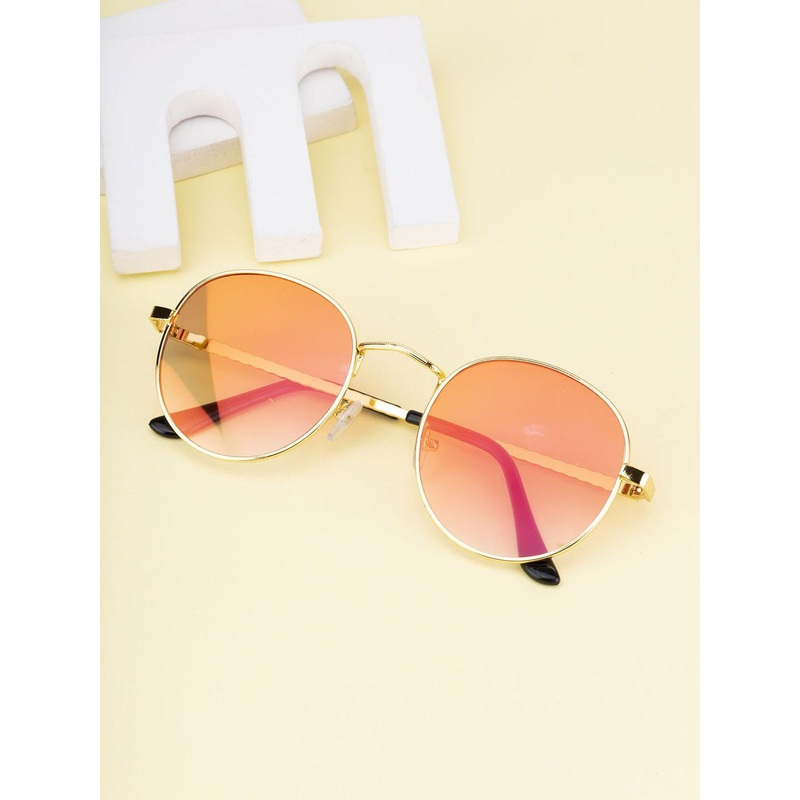 Provogue Unisex Gold Round Sunglasses PRG-V3246-Red Mirror