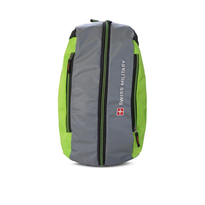 SWISS MILITARY Unisex Grey & Green Solid Backpack
