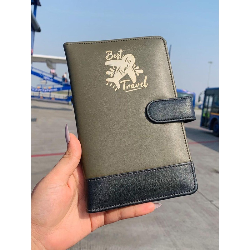 TPC Gifts Men Solid Detachable Flap Passport Holder Zip Coin Pocket Button Leather Wallets