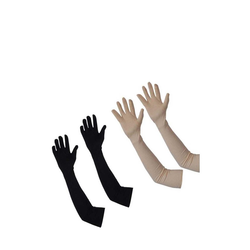 Aadikart Pack Of 2 Cotton Sun Protection Full Hand Gloves