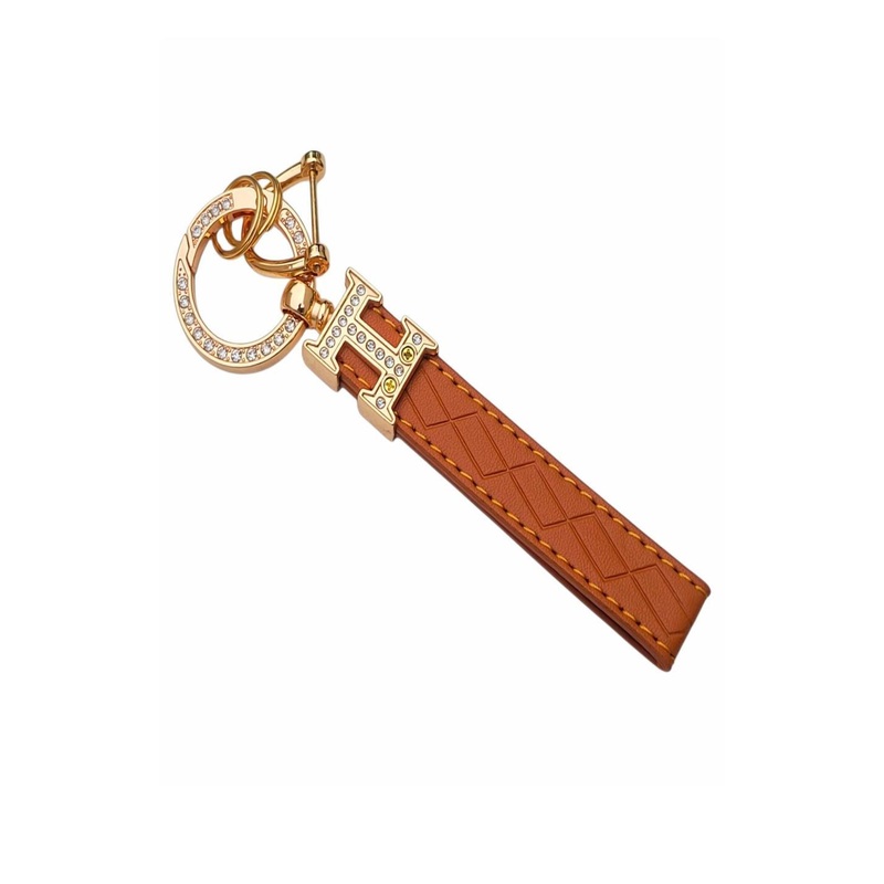 ADOREAL Leather Brown Gold-Plated Keychain And Key Ring