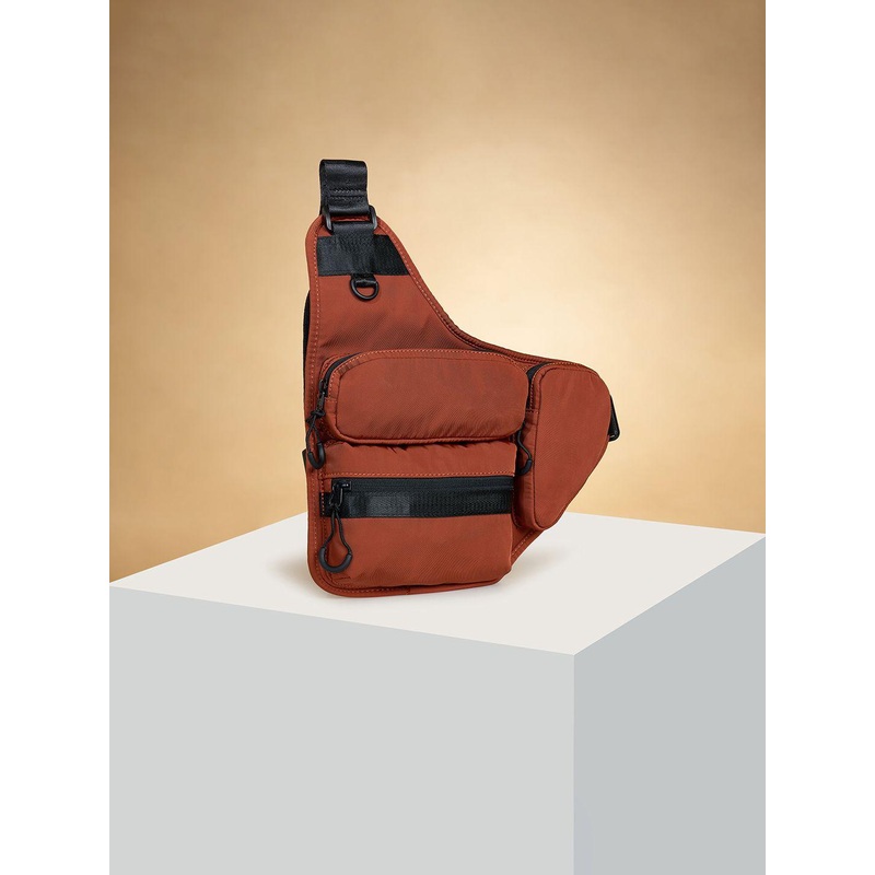 Ajile by Pantaloons Colourblocked Structured Sling Bag with Applique