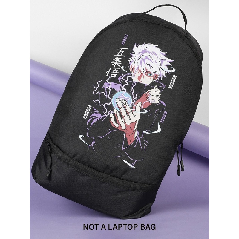 Bewakoof Unisex Black Graphic Sukunaa Printed Non-Padded Small Backpack