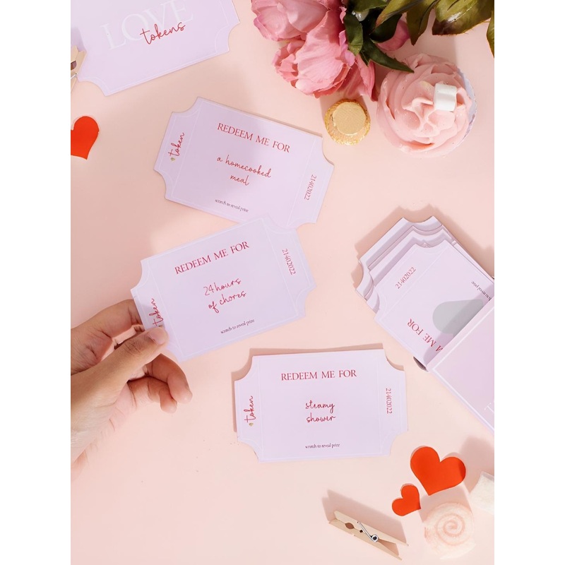 Confetti Gifts White & Red Printed Love Tokens Cards Gift Stamps Stationery