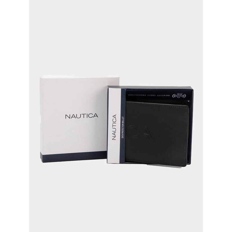 Nautica Men Leather Two Fold Wallet With RFID Blocking