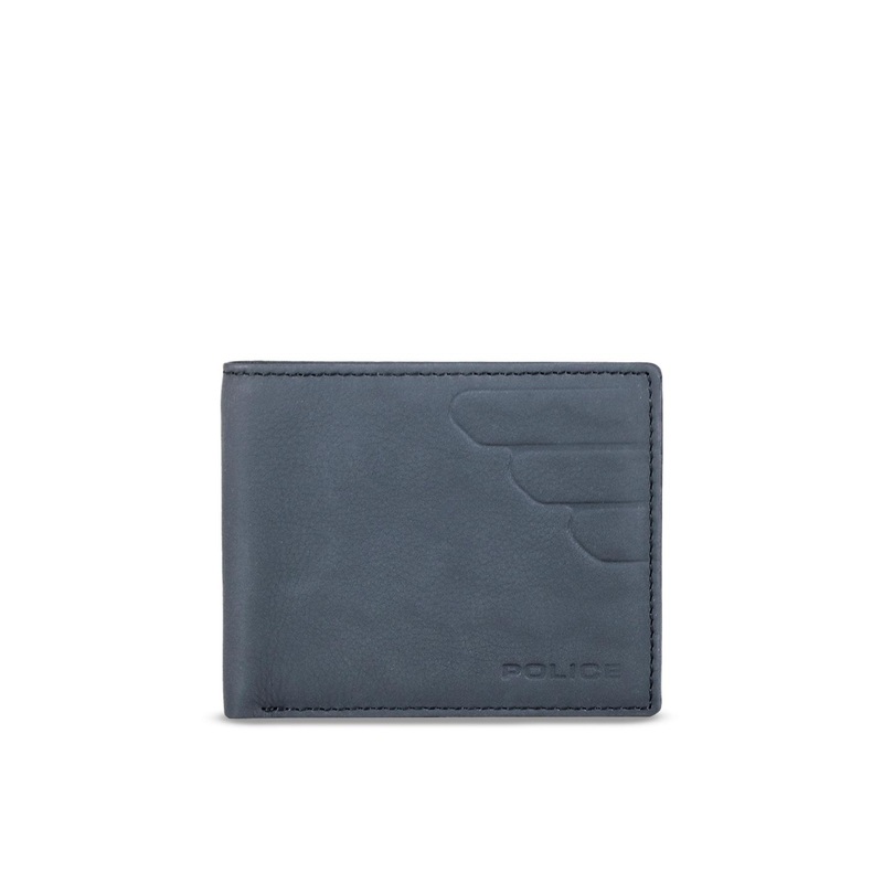 Police Men Blue Solid Leather Two Fold Wallet