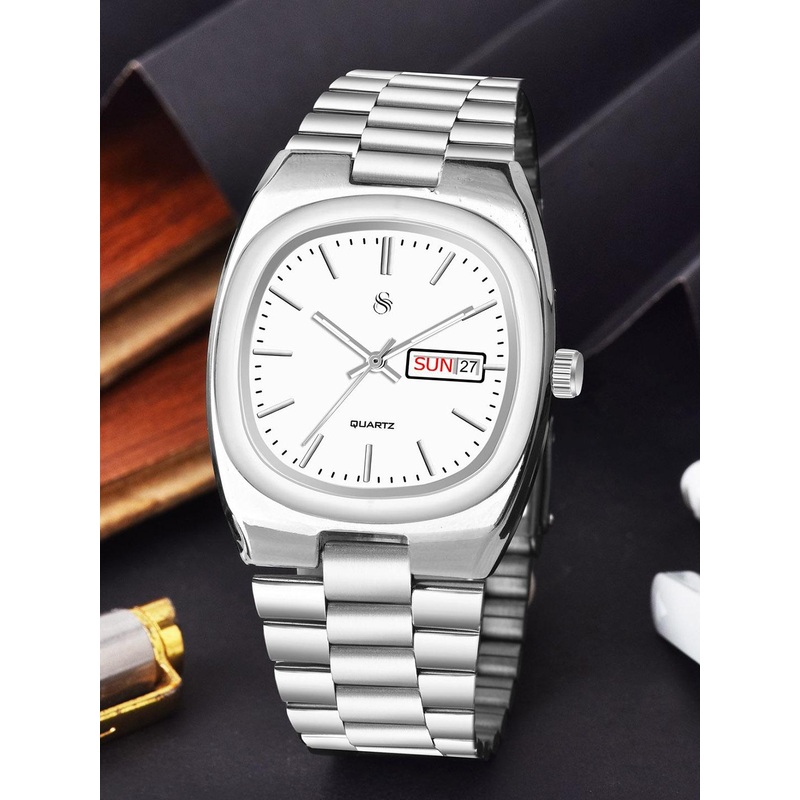 Shocknshop Unisex Analog Square Dial & Analogue Multi Function Watch WCH149White