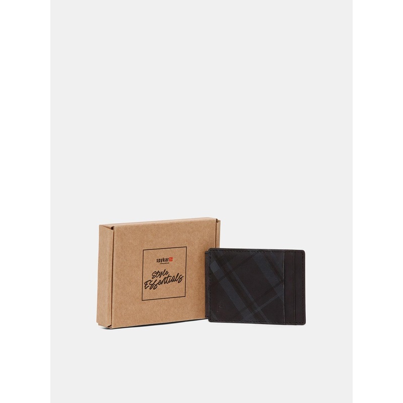 SPYKAR Men Black Printed Leather Money Clip