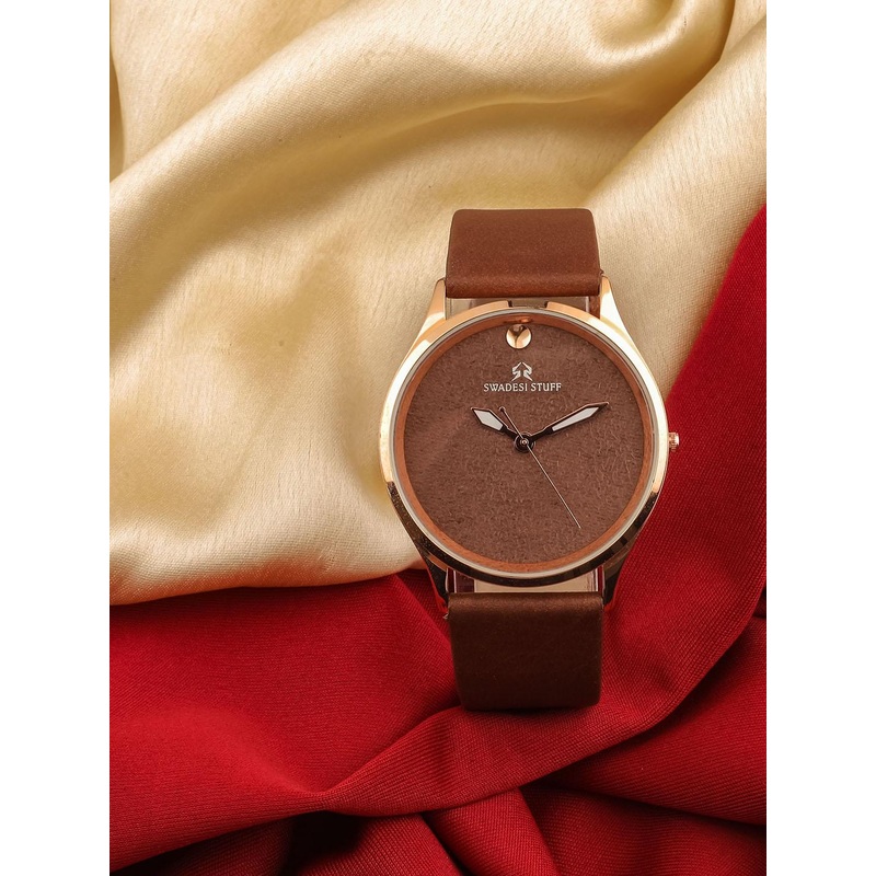 SWADESI STUFF Men Embellished Dial & Leather Straps Analogue Watch SF0509 9