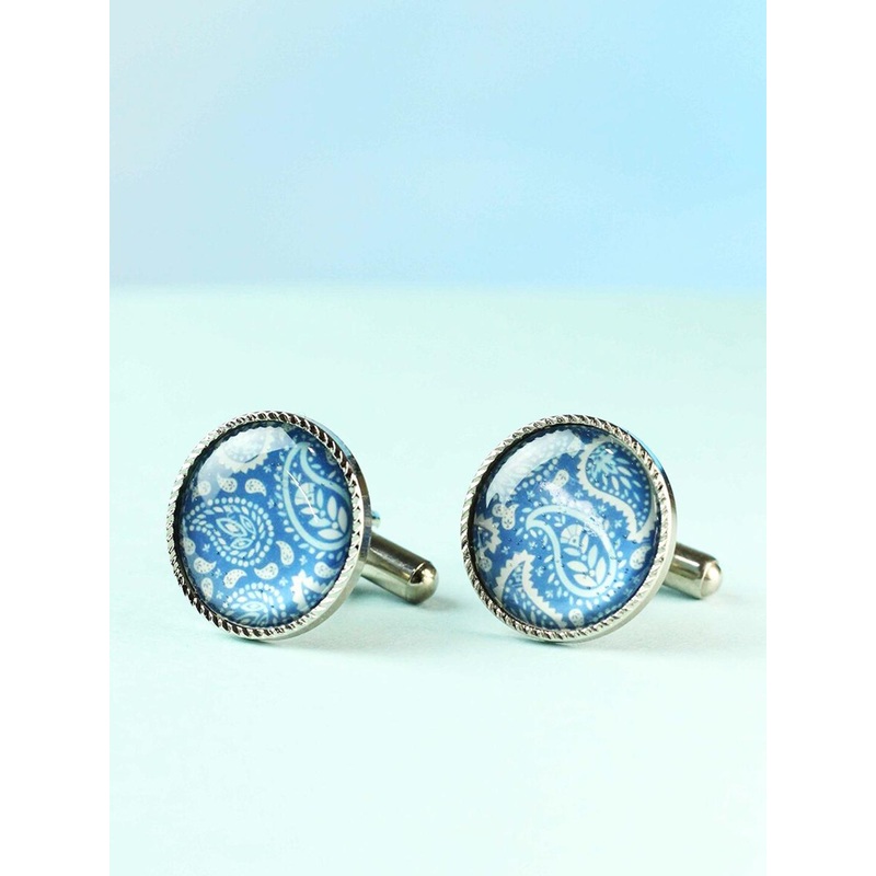 Tossido Blue & White Metal Cufflink