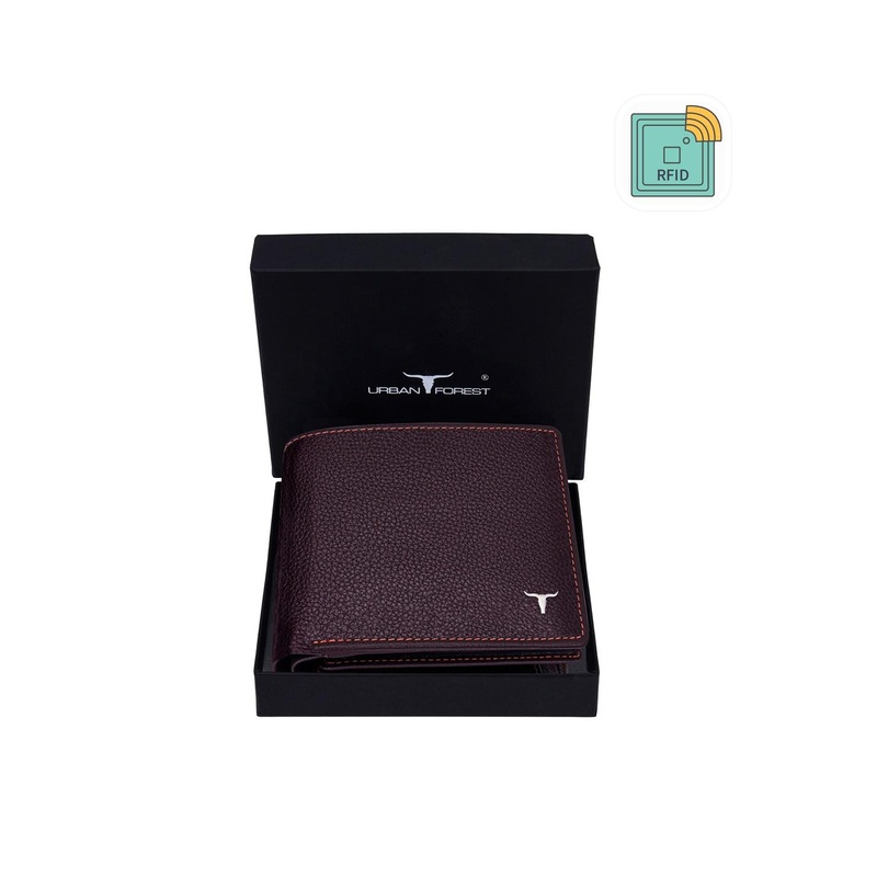 URBAN FOREST Men Leather RFID Two Fold Wallet