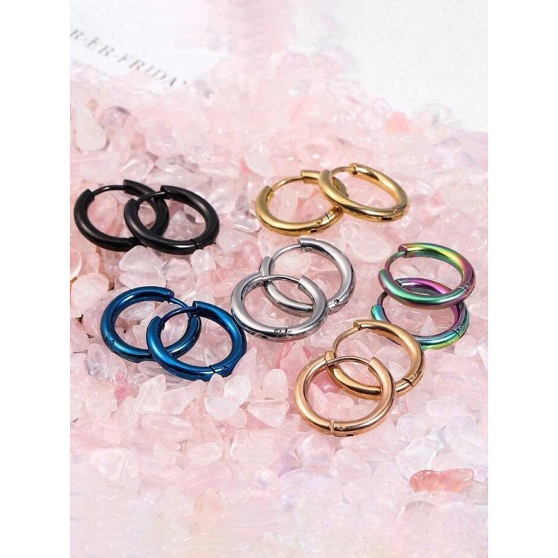 VIEN Set of 5 Assorted Circular Hoop Earrings