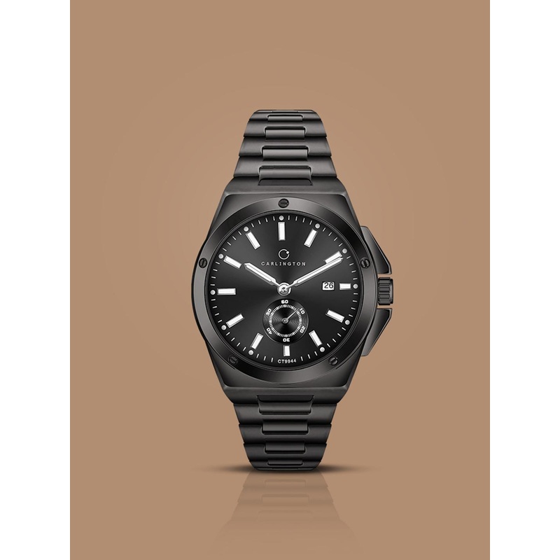 CARLINGTON Men Dial & Stainless Steel Straps Analogue Multi Function Watch Legacy 9944 Black