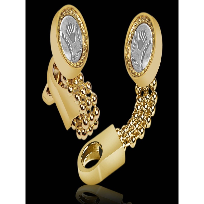 Curren Men Set Of 2 Textured Gold-Plated Brass Cufflinks