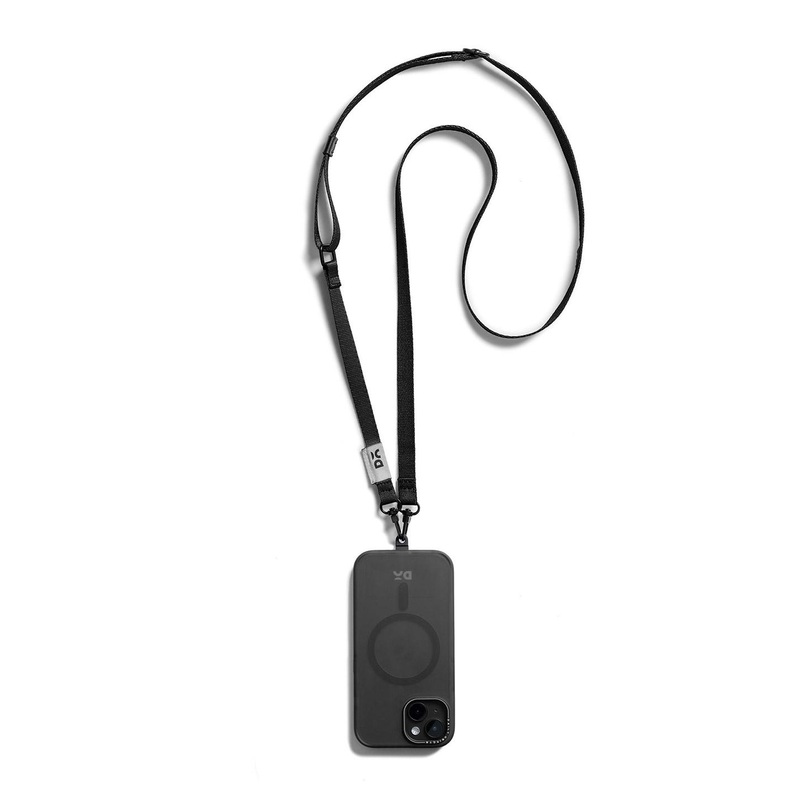 DailyObjects Black Leather Crossbody Phone Lanyard Strap
