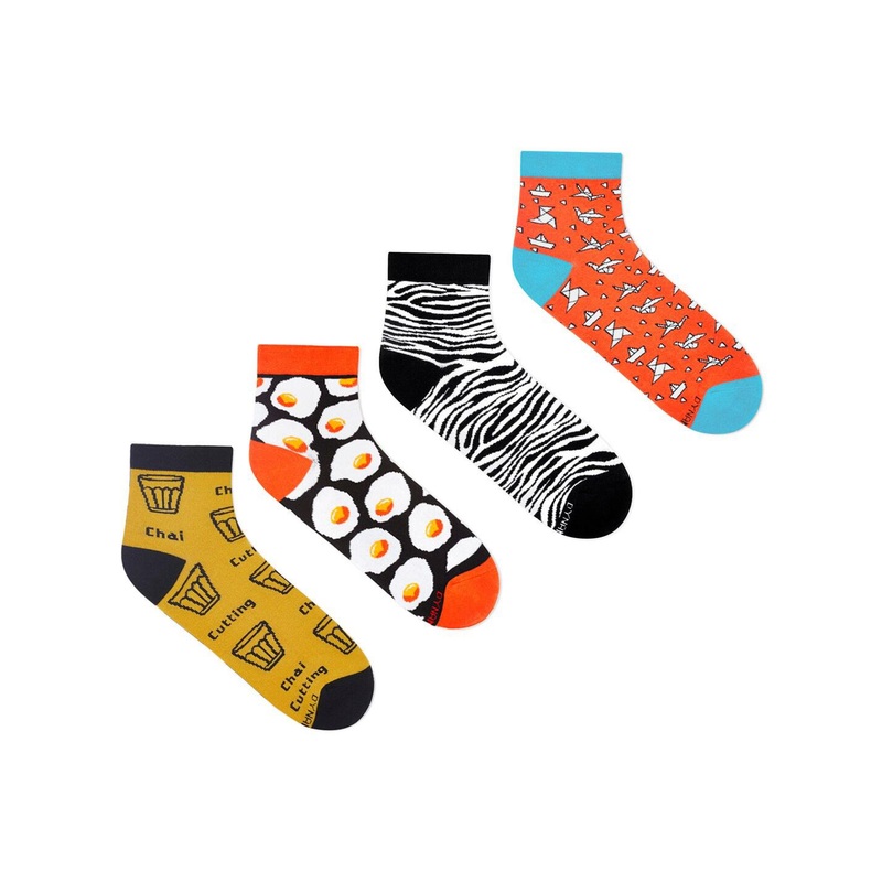 Dynamocks Unisex Multi Combed Cotton Ankle Length Socks (Pack of 4 Pair)