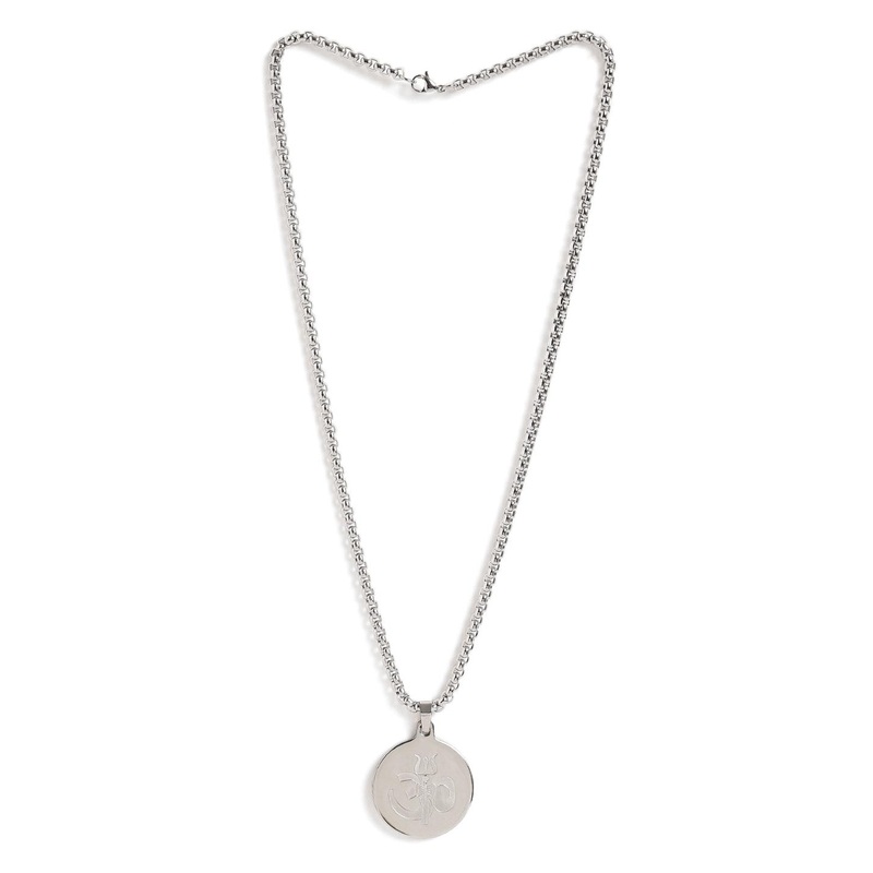 EL REGALO Men Stainless Steel Om Design Pendant With Chain