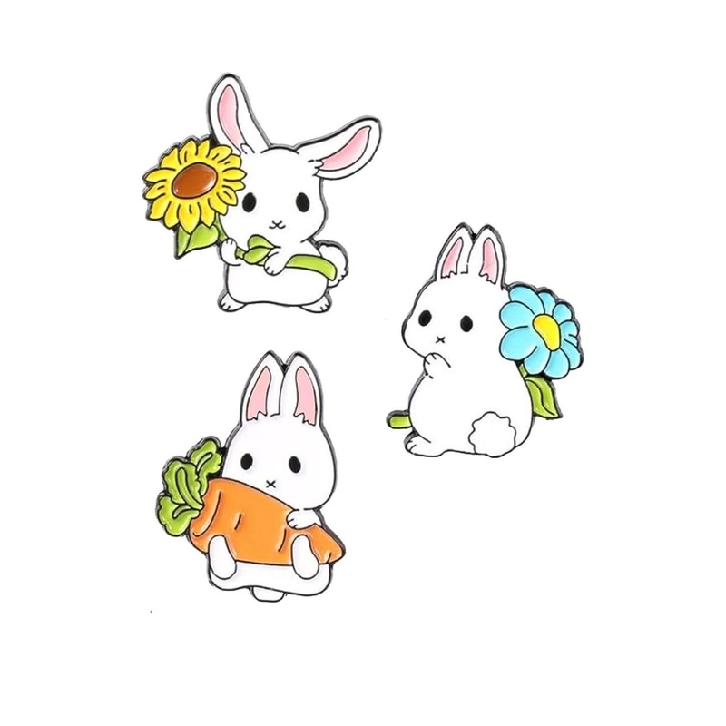 FURE Rabbit Alloy Enamel Lapel Pins – Set Of 3