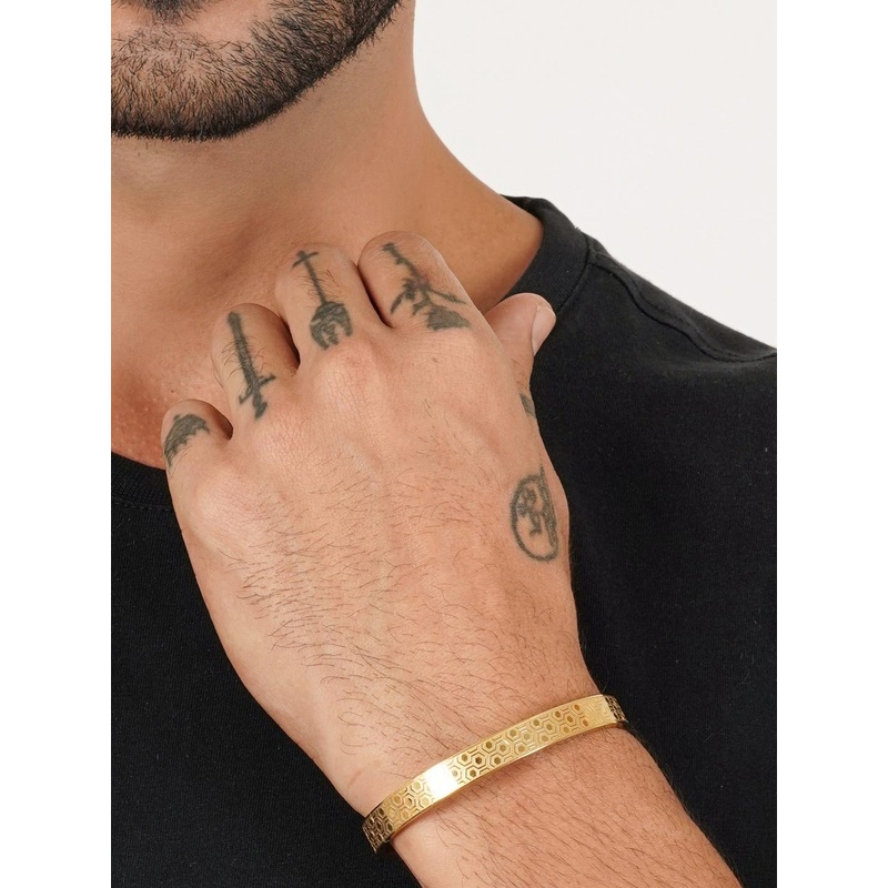 MILLER Men Gold-Plated Kada Bracelet