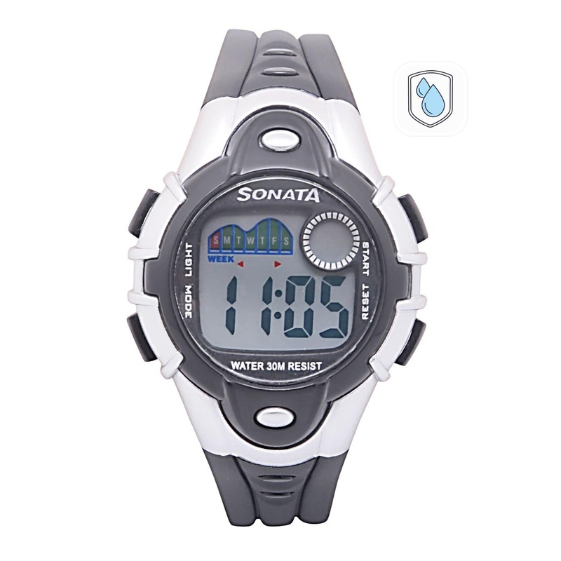 Sonata Unisex Black Digital Watch NH87012PP04
