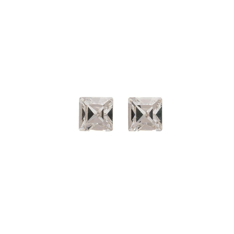 STUDEX 24K Pure Gold Plated Stainless Steel Crystal Studded Square Shaped Studs