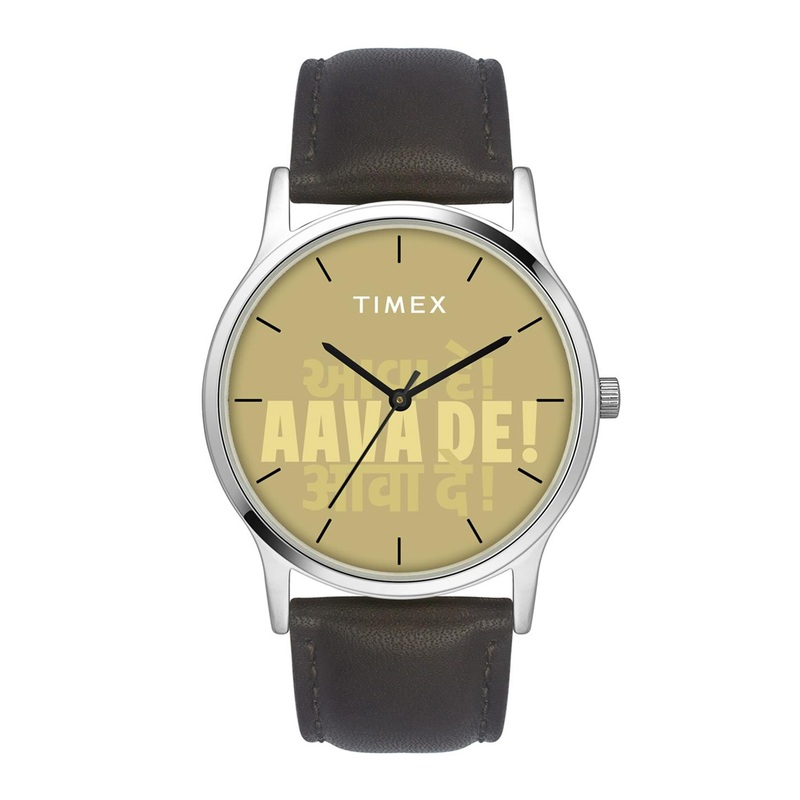 Timex Men Brass Printed Dial & Leather Straps Analogue Watch TW00ZR562