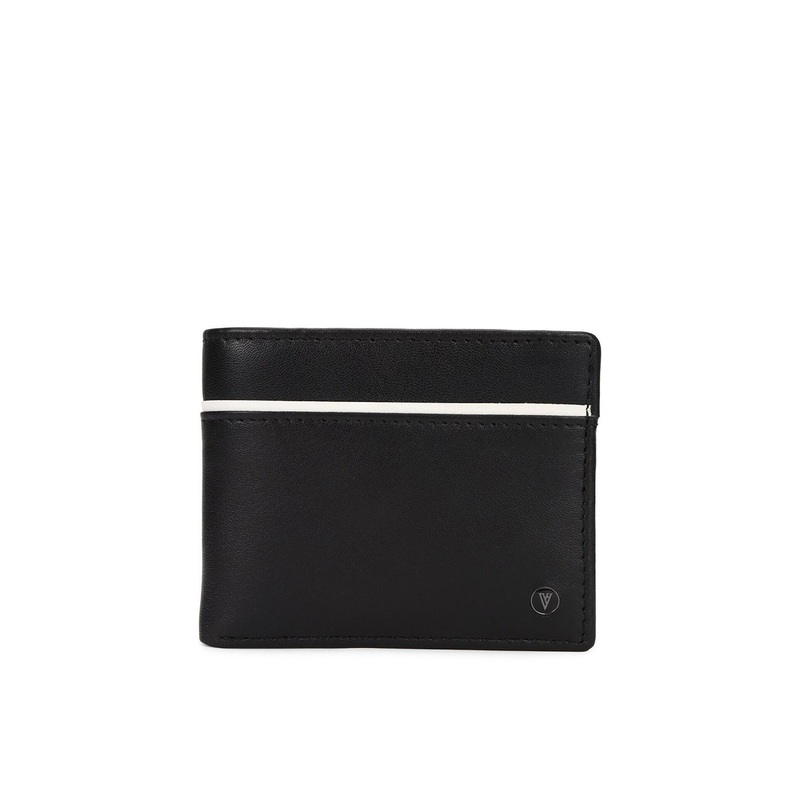 Van Heusen Men Black Solid Leather Two Fold Wallet