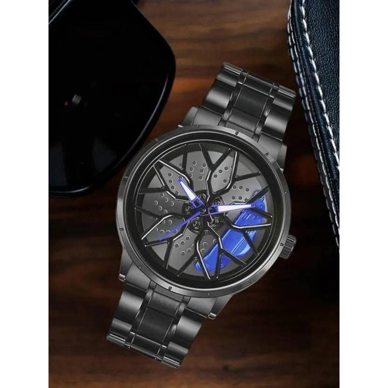 Blutech Men Textured Dial & Stainless Steel Bracelet Style Analogue Watch 10SpnBlu1