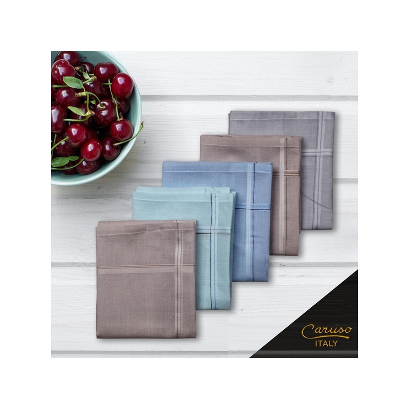 Caruso ITALY Men Set of 5 Pure Cotton Handkerchief