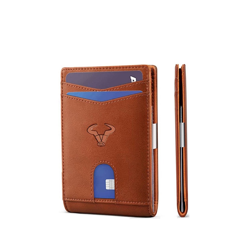 CONTACTS Men Tan RFID Blocking Leather Two Fold Wallet