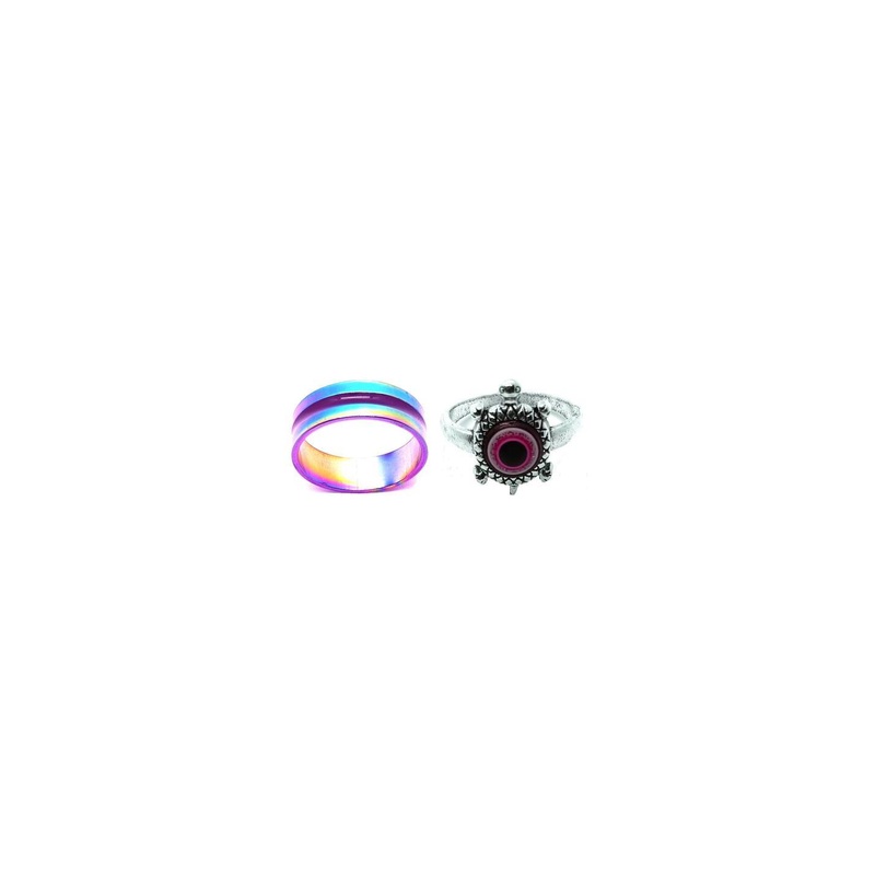 Dynamic Retail Global Set of 2 Rings for Men & Women, Multicolor-Red Alloy Ring ()