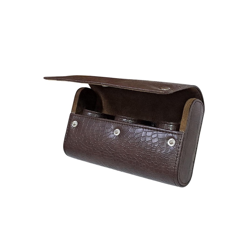 essart Brown Croc-Textured Watch Organiser