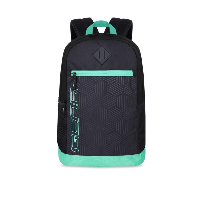 Gear Unisex Black & Green Brand Logo Backpack