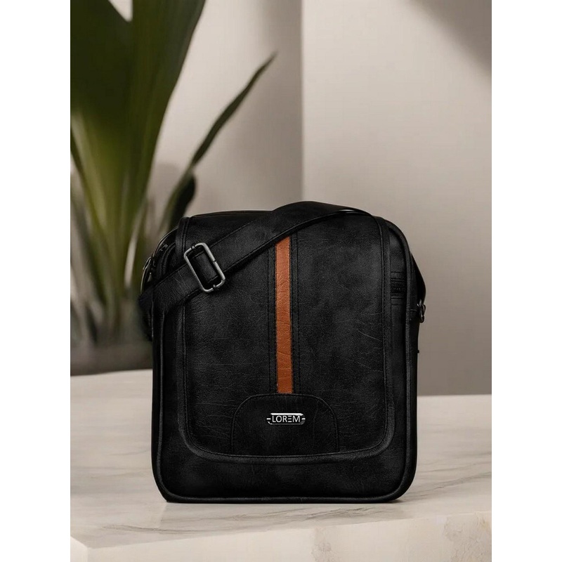 LOREM Black Structured Shoulder Bag