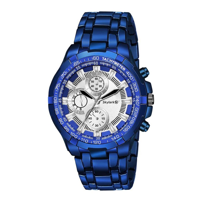 Skylark Men Textured Dial & Stainless Steel Analogue Watch Skyfullblue121