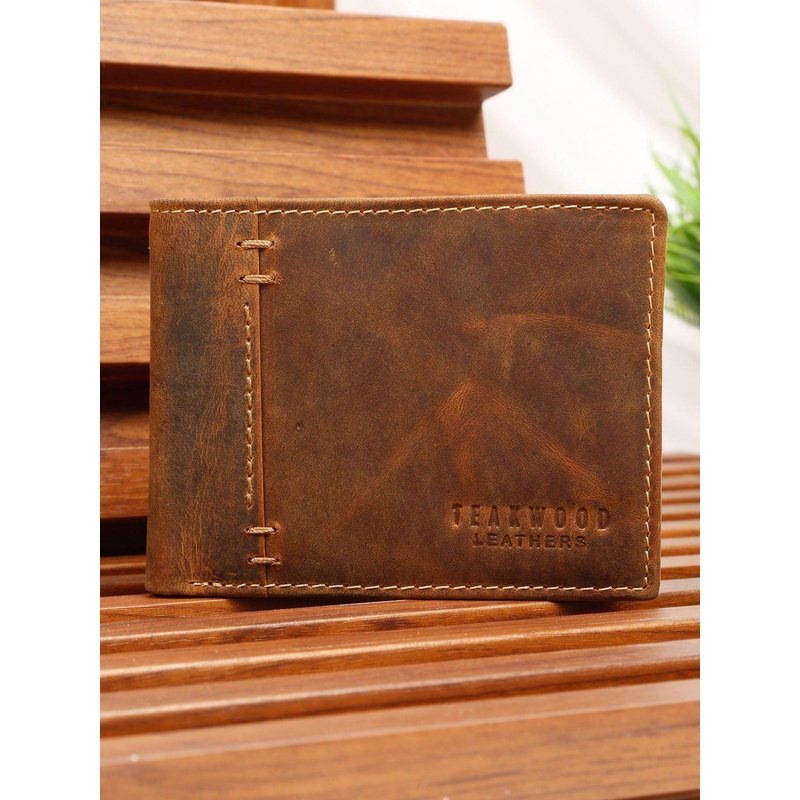 Teakwood Leathers Men Leather Textured Two Fold Wallet