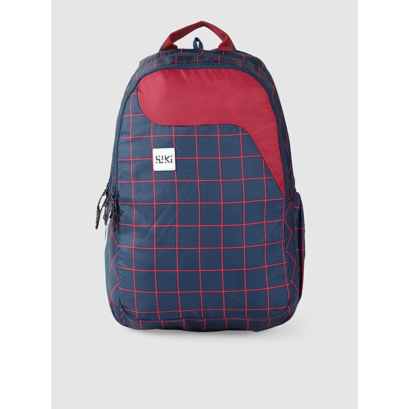Wildcraft Unisex Navy Blue & Red Checked WIKI PACK 1 Backpack