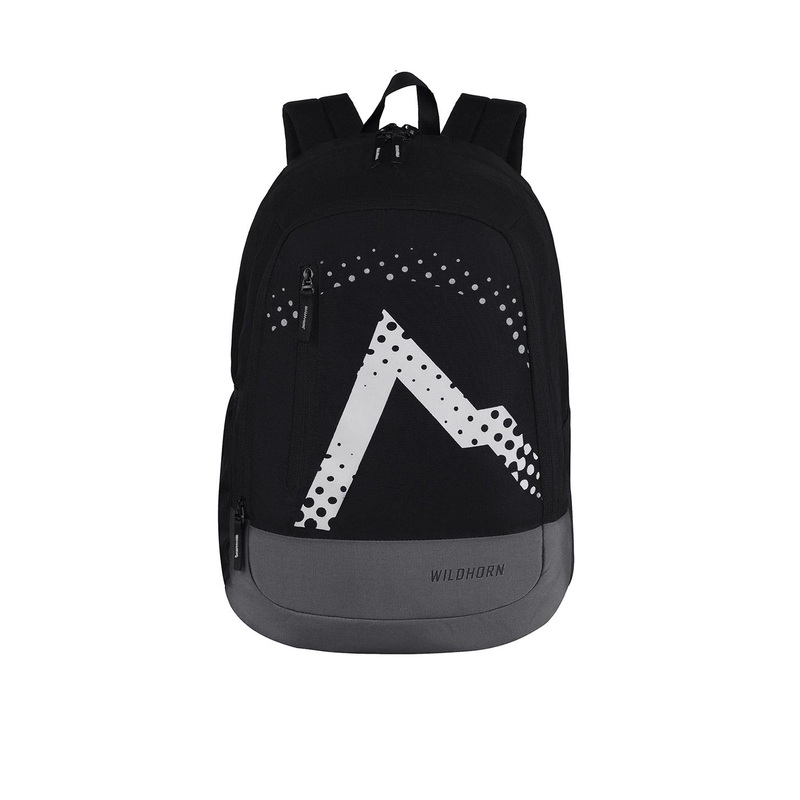 WildHorn Unisex Black & Grey Colourblocked Backpack with Compression Straps