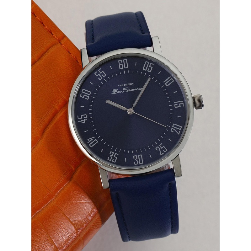 BEN SHERMAN Men Blue Dial & Leather Straps Analogue Watch BS093U
