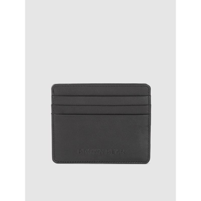 BROWN BEAR Men Black Solid Leather Card Holder