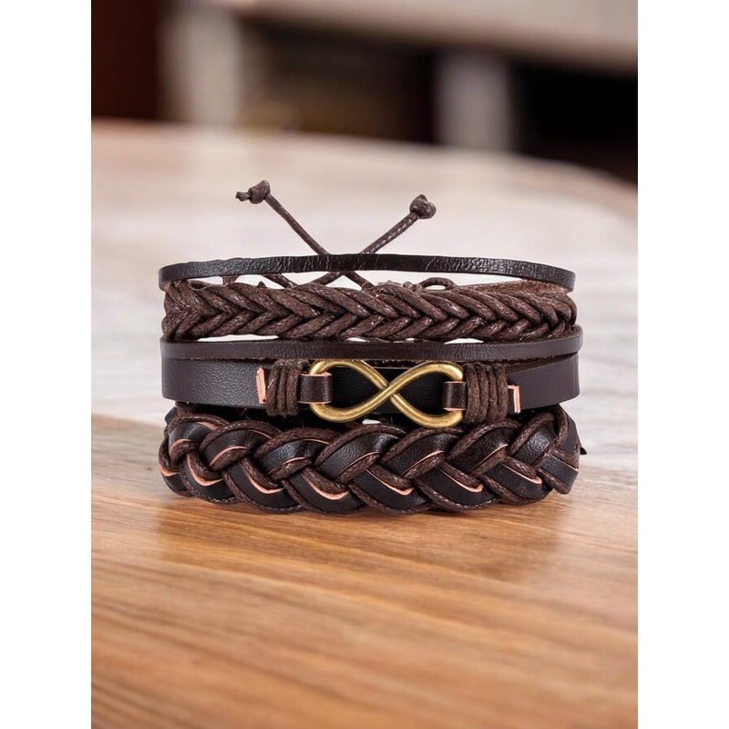 fabula Men Set Of 3 Layer Braided Wraparound Bracelet